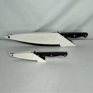Pampered Chef Set of 2-Chef's Knife(8”) & Paring Knife(3”)&Self Sharpening Cases